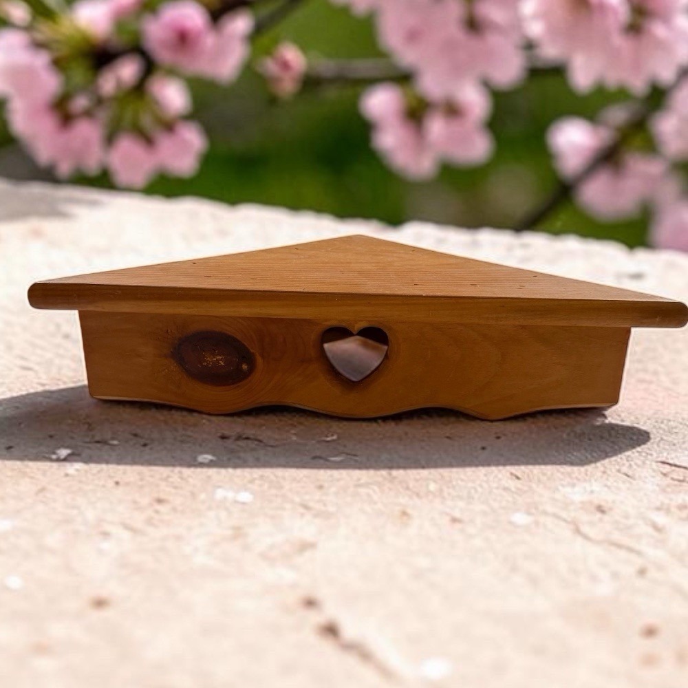 Vintage Wood Corner Wall Shelf Heart Cutout Cottage Country Rustic